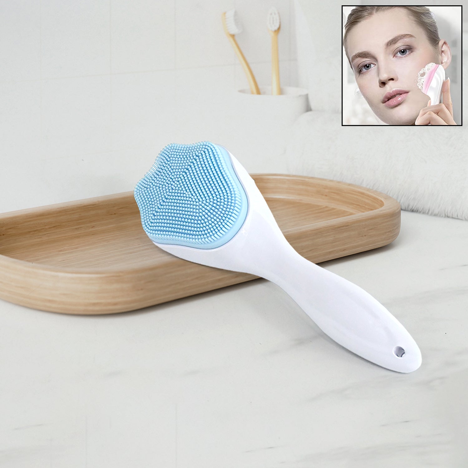 Silicone Face Scrubber Exfoliating Brush, Manual Handheld Facial Cleansing Brush (1 Pc) Silicone Face Scrubber Exfoliating Brush, Manual Handheld Facial Cleansing Brush (1 Pc)